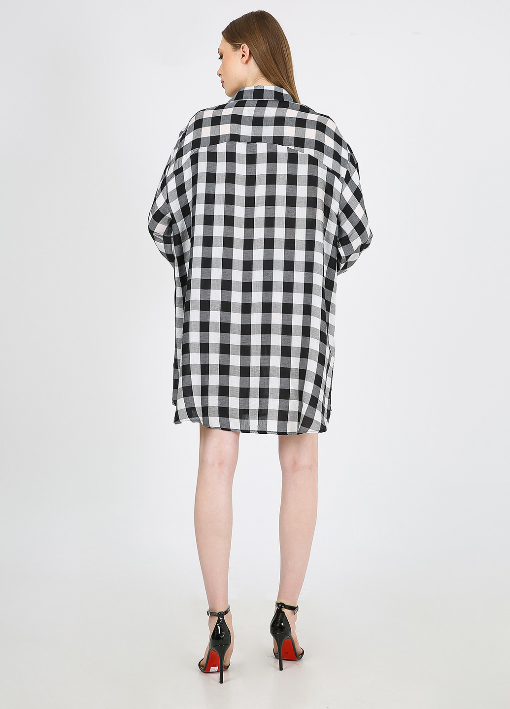Черно-белое кэжуал платье рубашка Casalini в клетку