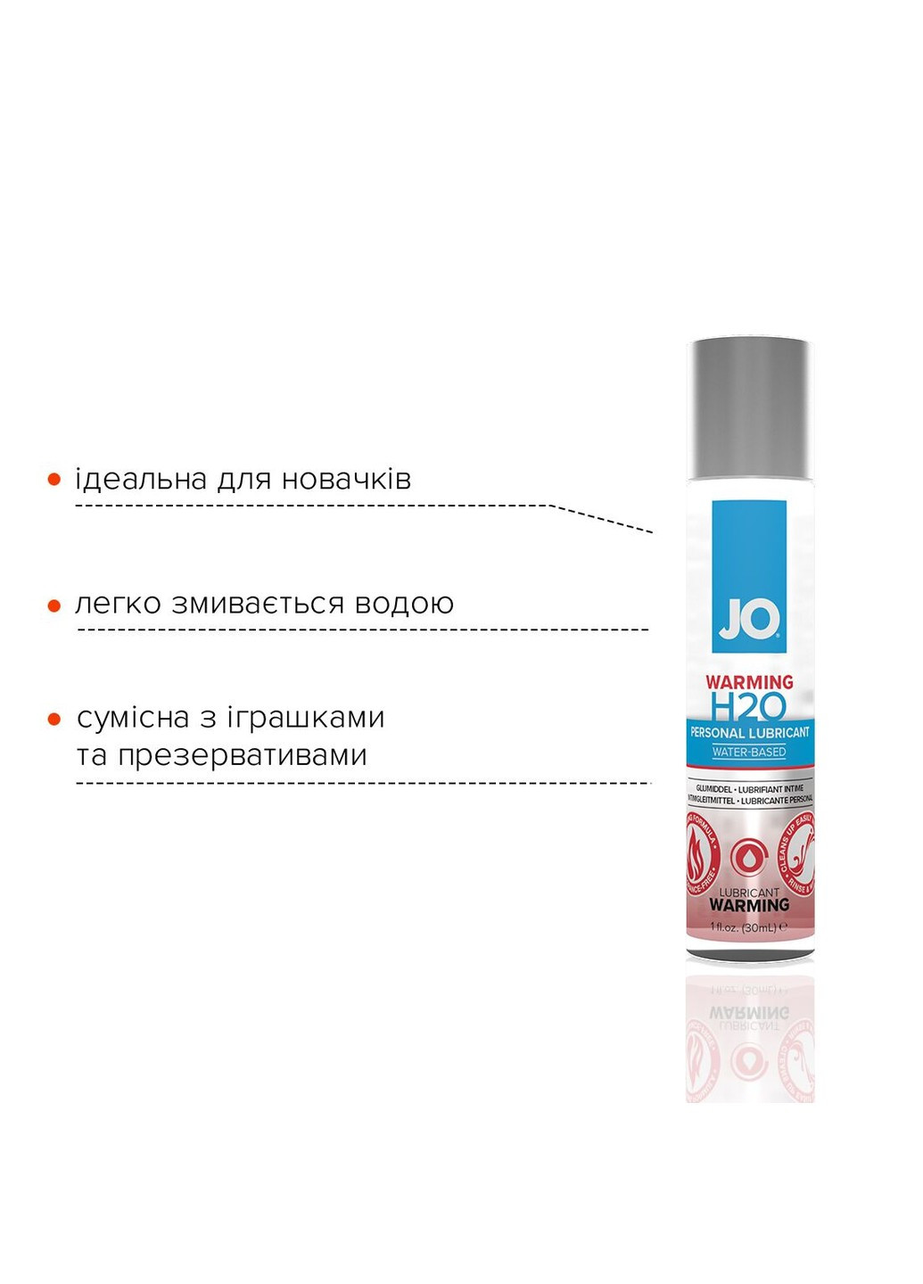 Зігрівальне мастило на водній основі H2O WARMING (30мл) з екстрактом перцевої м'яти System JO (255073595)