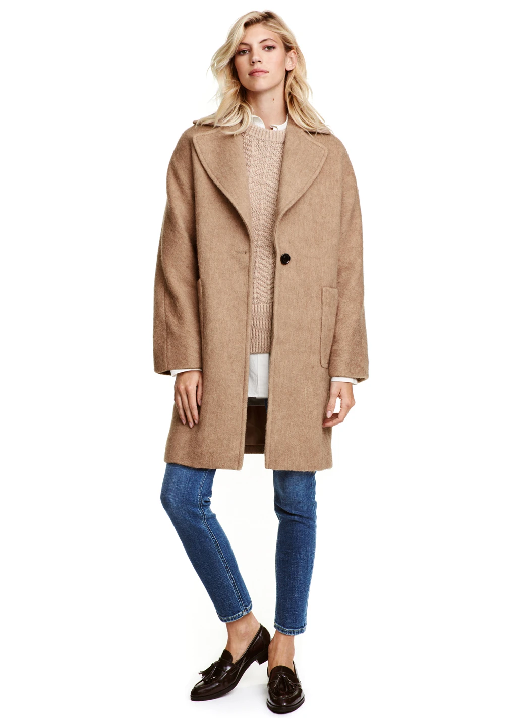 Бежеве демісезонне Пальто однобортне H&M