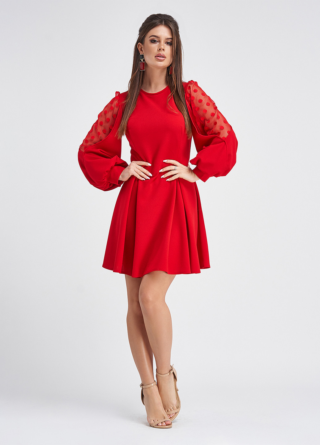 Красное кэжуал платье а-силуэт ISSA PLUS однотонное