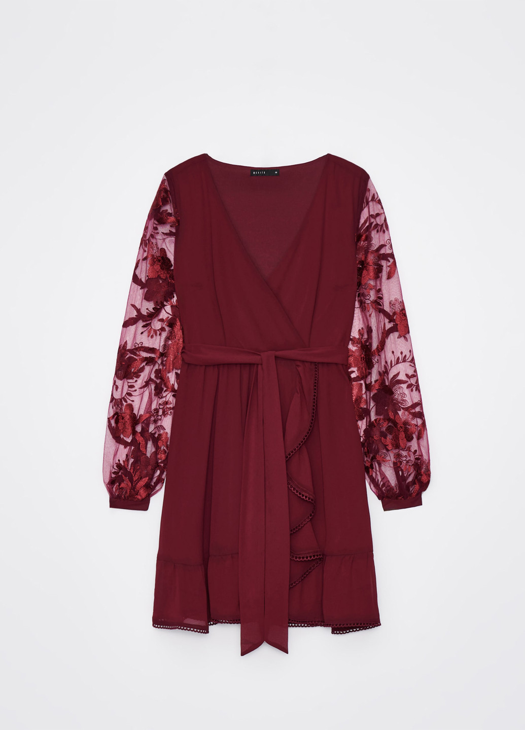 Бордовое кэжуал платье на запах Mohito однотонное