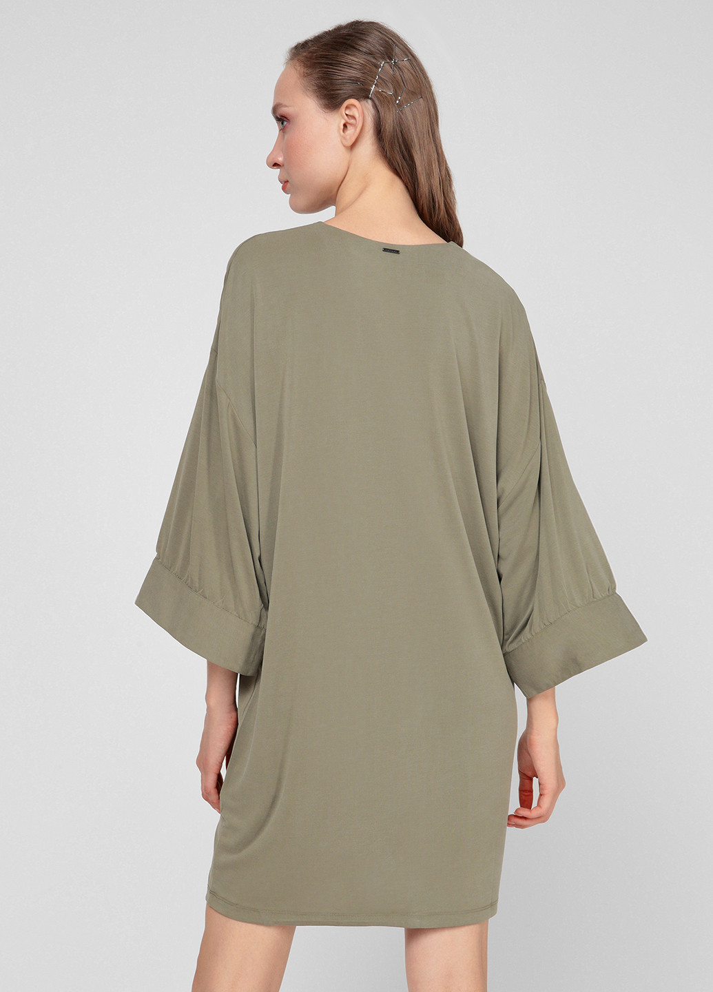 Оливковое (хаки) кэжуал платье оверсайз Replay однотонное