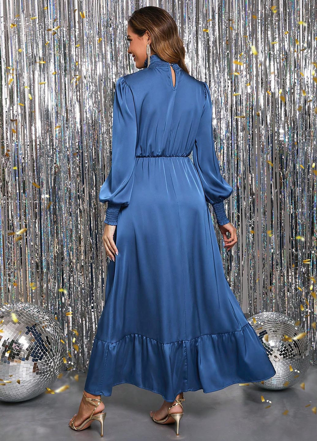 Синя святковий, вечірня сукня SHEIN однотонна