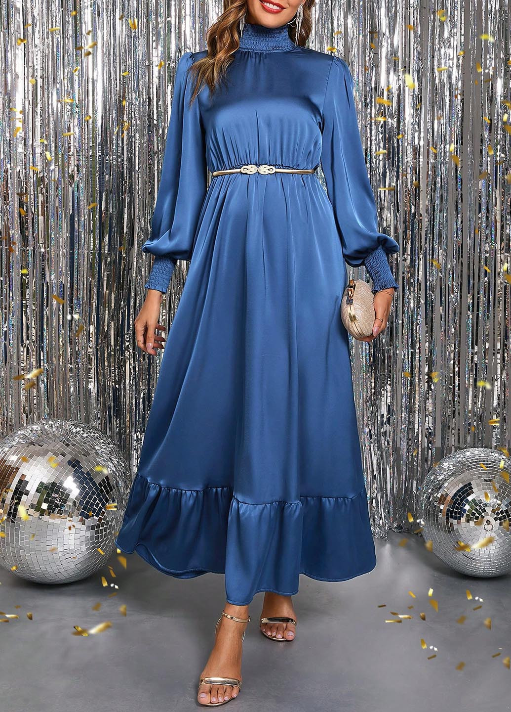 Синя святковий, вечірня сукня SHEIN однотонна