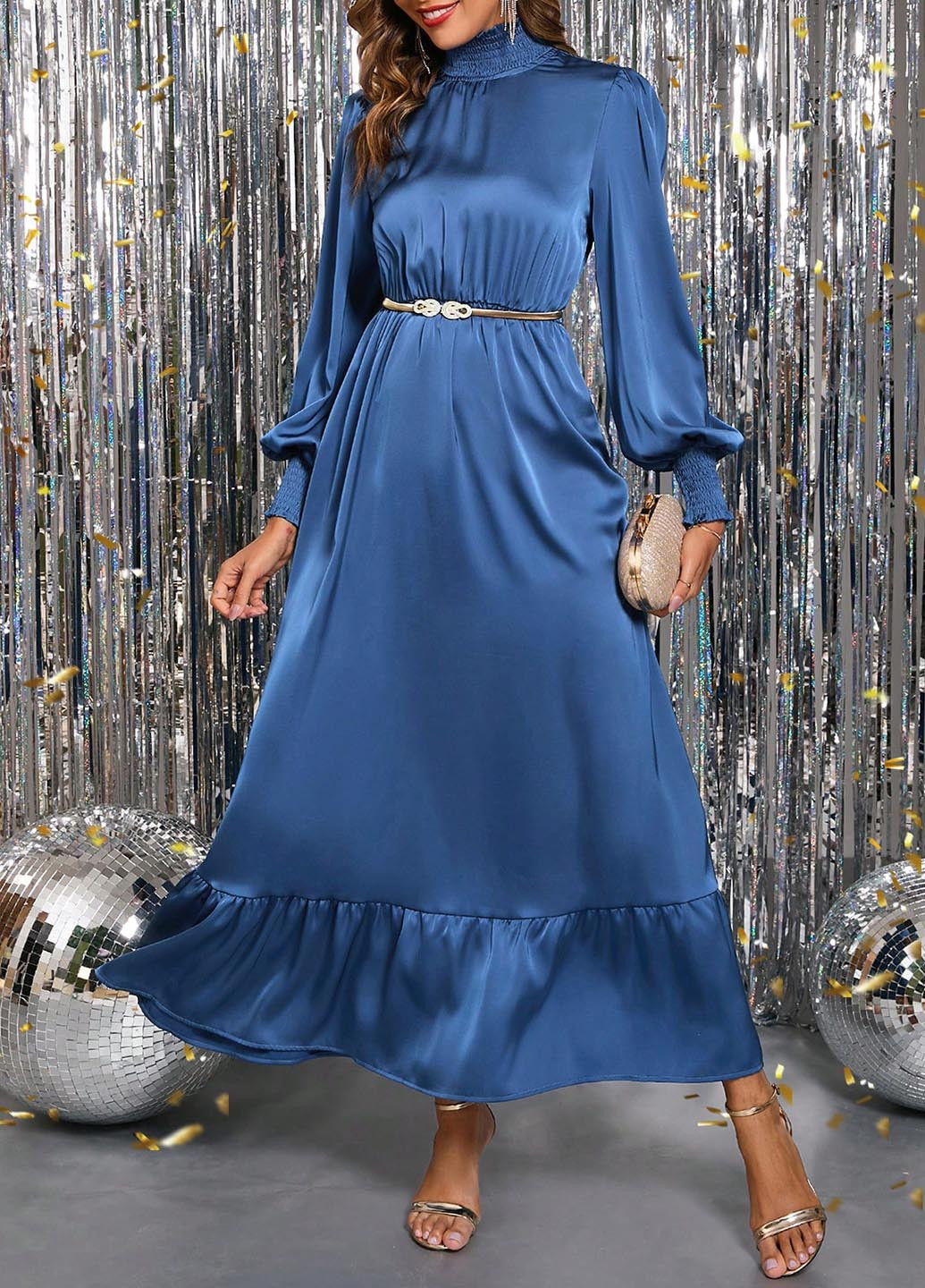 Синя святковий, вечірня сукня SHEIN однотонна