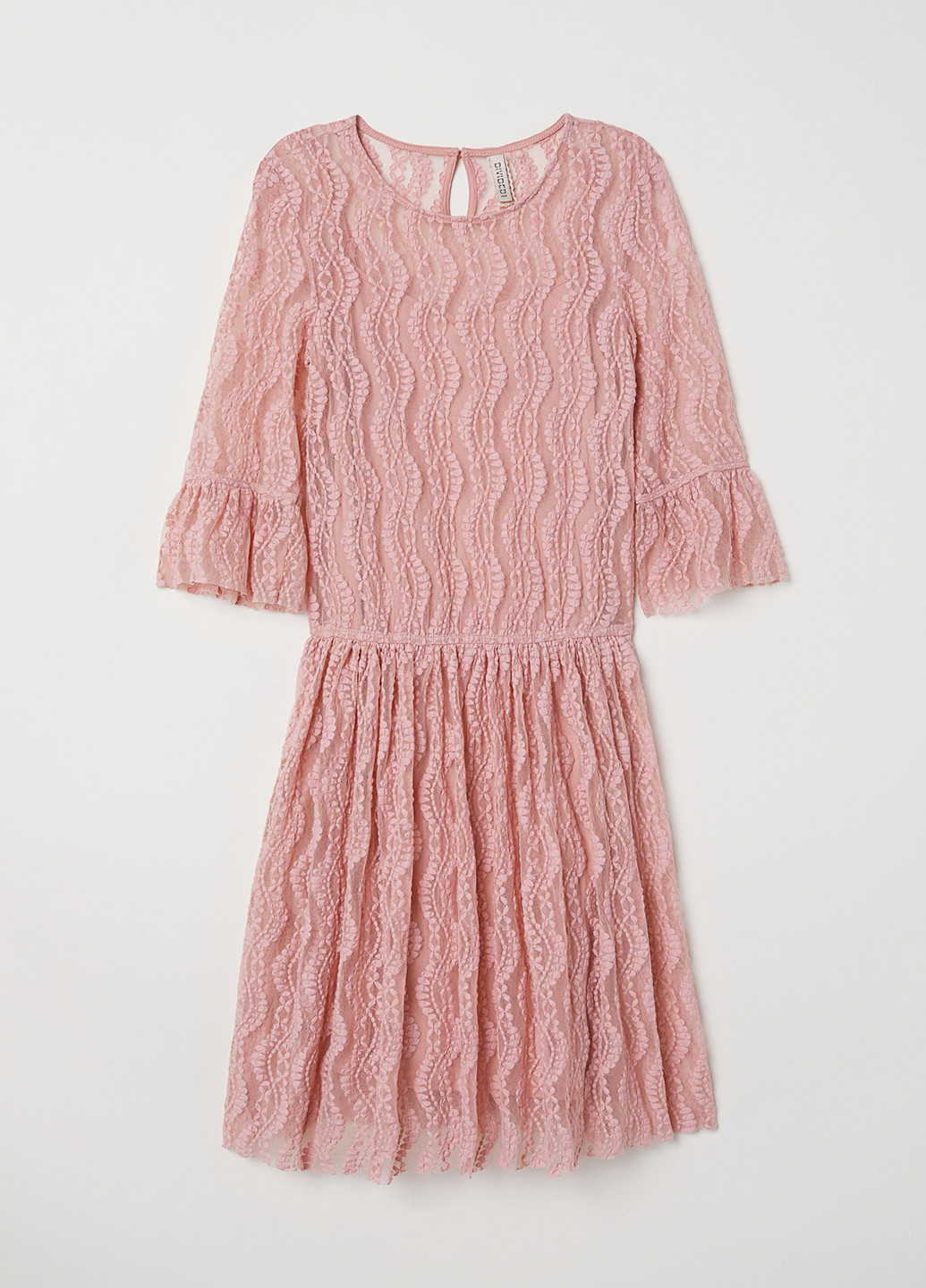 Розовое коктейльное платье клеш H&M однотонное