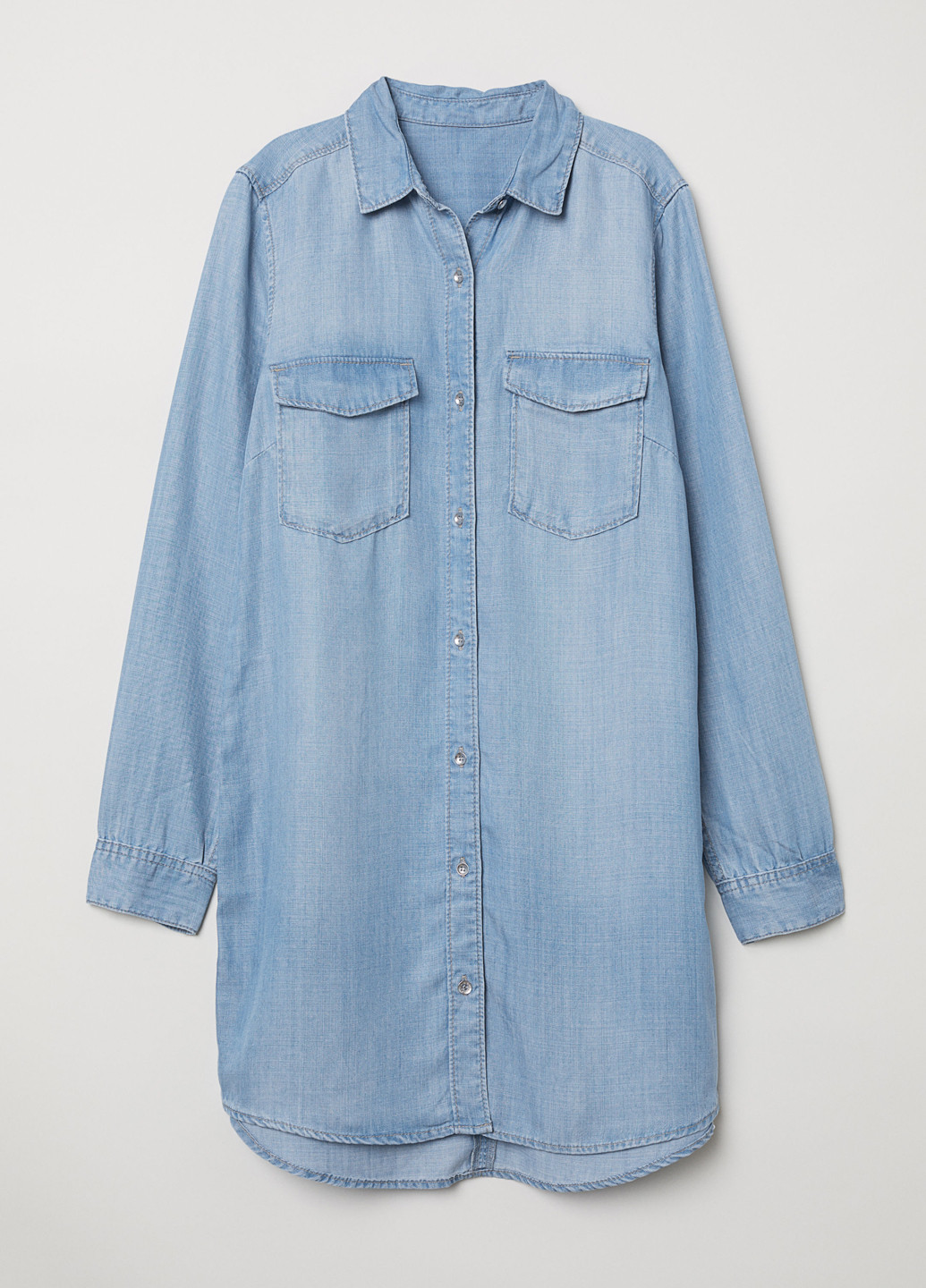 Голубое джинсовое платье рубашка H&M однотонное