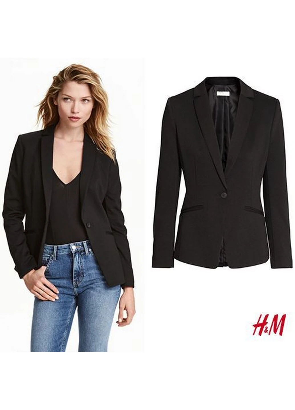 Черный женский жакет H&M однотонный - демисезонный