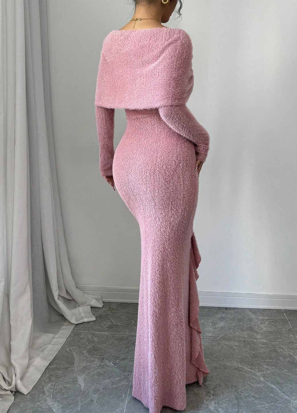 Рожева вечірня, кежуал сукня сукня светр SHEIN однотонна