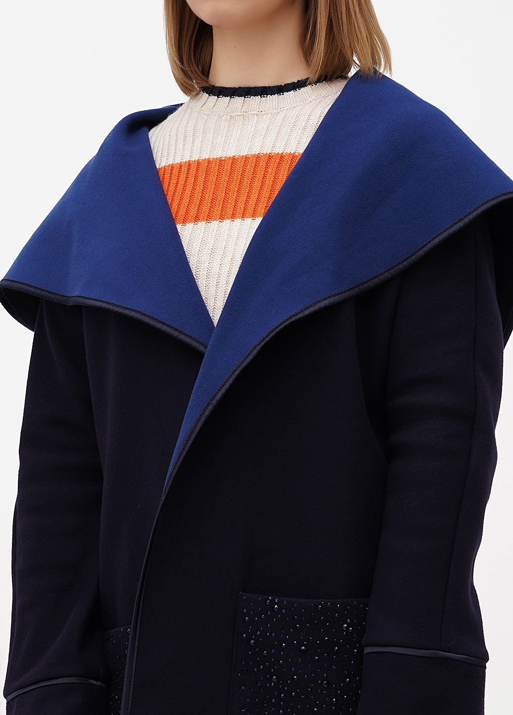 Темно-синє демісезонне Пальто Sassofono