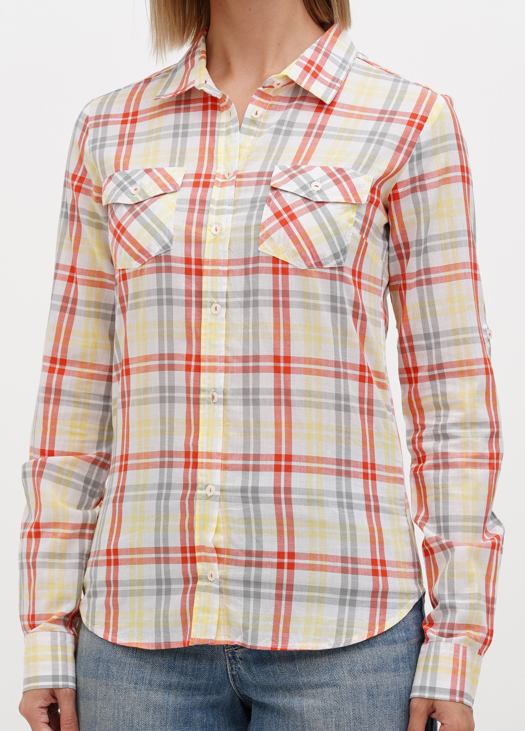 Оранжевая кэжуал рубашка в клетку Sassofono Club