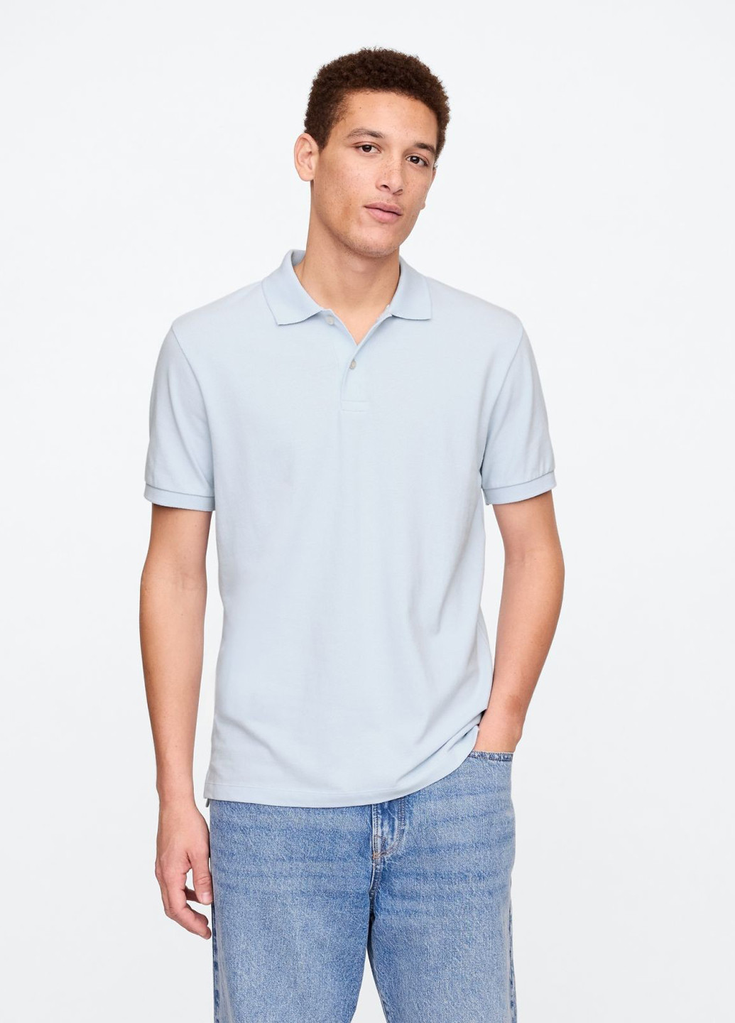 Голубой футболка-поло для мужчин Gap однотонная