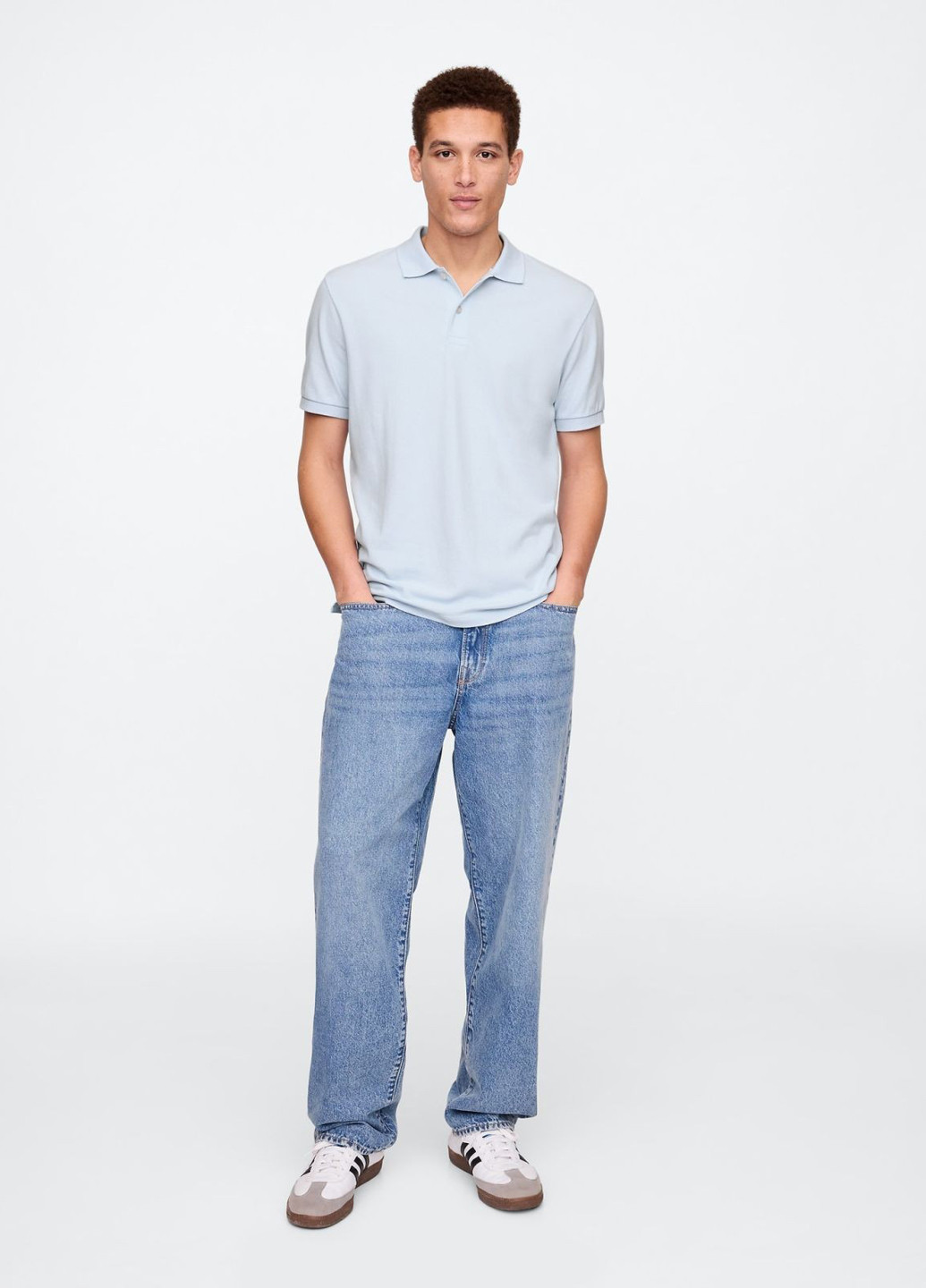 Голубой футболка-поло для мужчин Gap однотонная