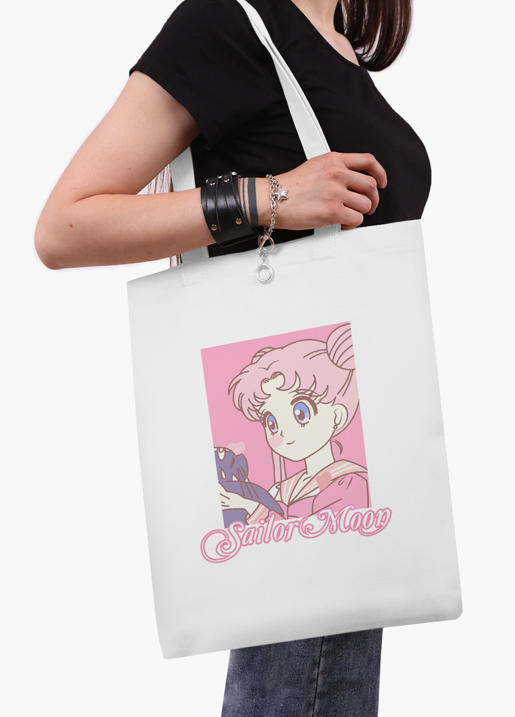 Эко сумка шоппер белая Сейлор Мун (Sailor Moon) (9227-2914-WT-2) экосумка шопер 41*35 см MobiPrint (224806086)