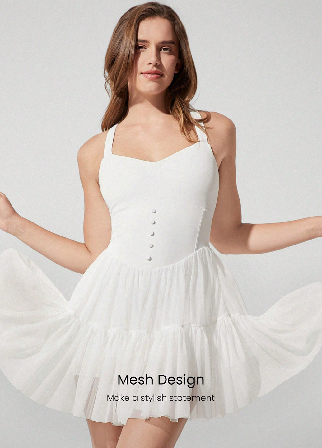 Белое спортивное, кэжуал платье клеш SHEIN однотонное