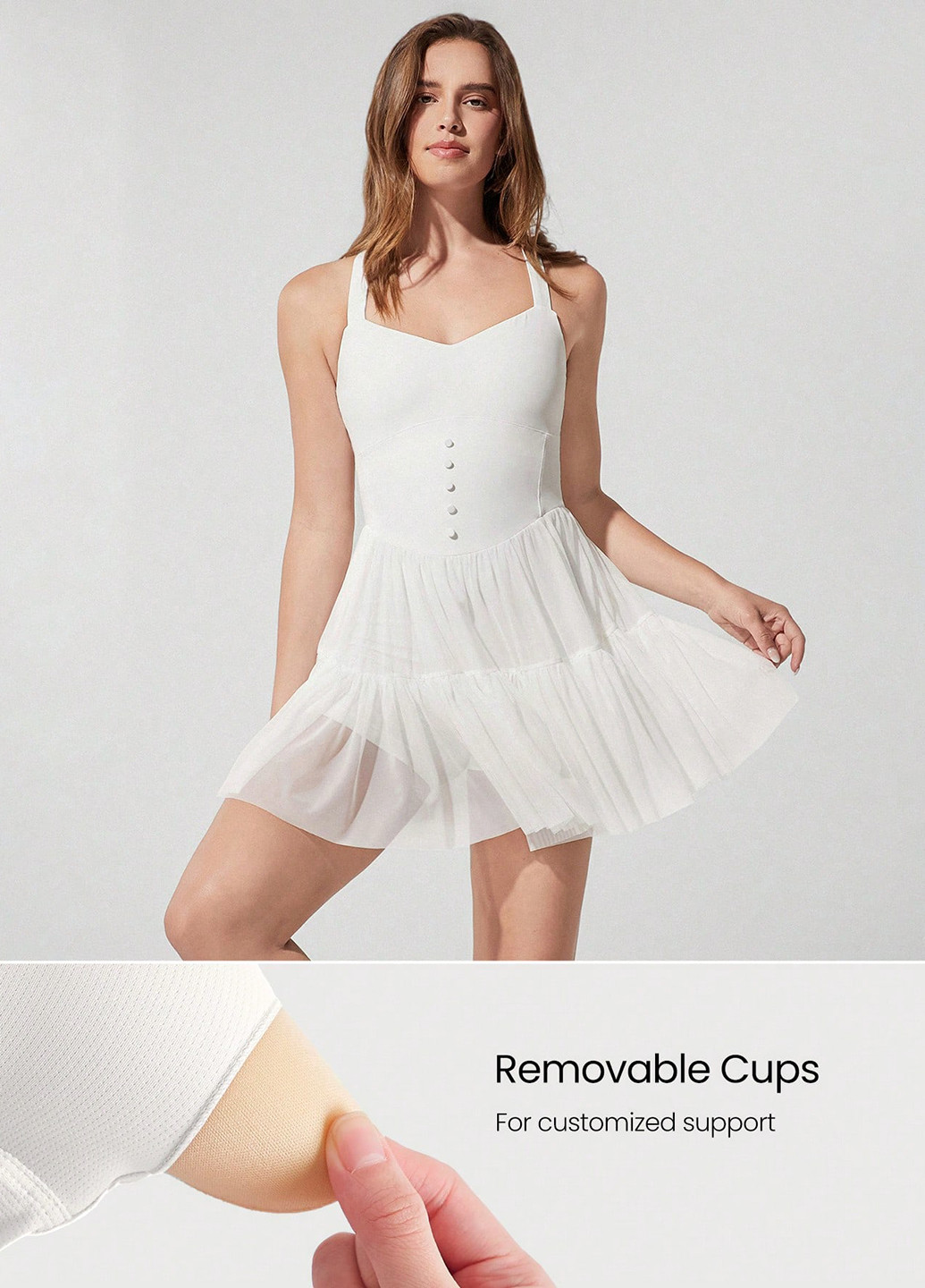 Белое спортивное, кэжуал платье клеш SHEIN однотонное