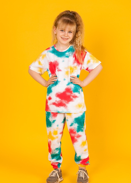 Зелена літня дитяча футболка тай дай Габби