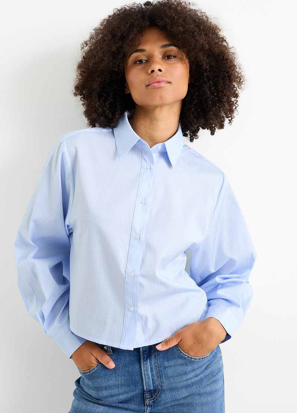 Голубой классическая, кэжуал рубашка однотонная C&A