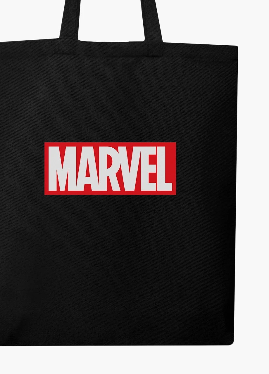 Еко сумка шоппер черная Марвел (Marvel) на молнии (9227-1982-BKZ) MobiPrint (236265687)