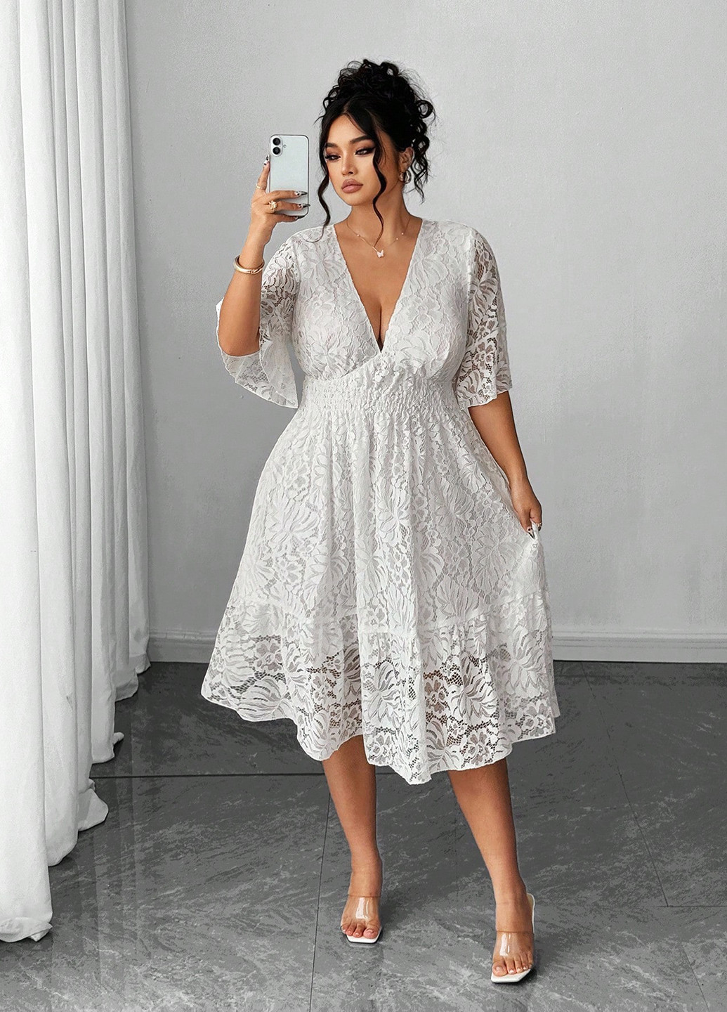 Білий святковий сукня кльош SHEIN однотонна