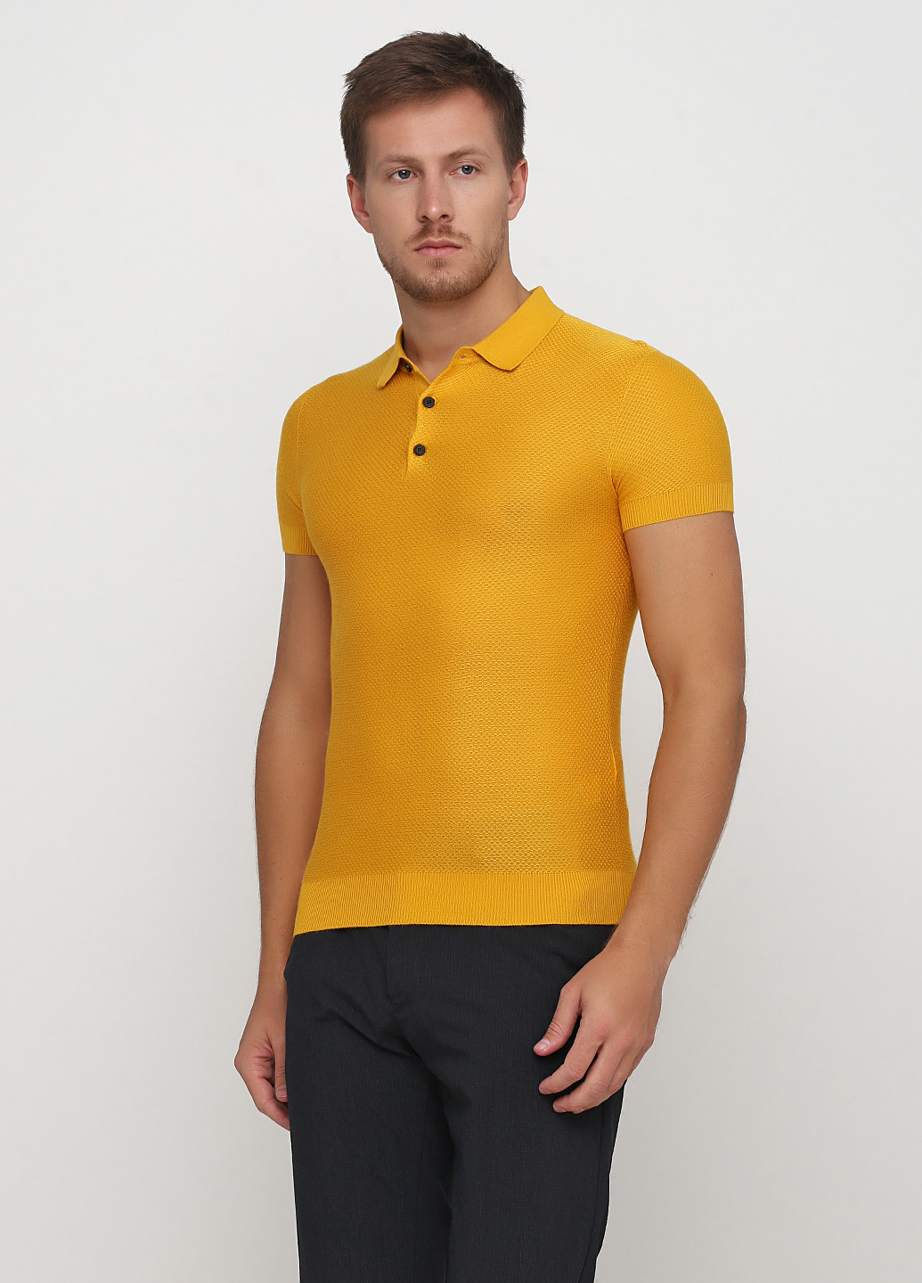 Желтая футболка-поло для мужчин Zara