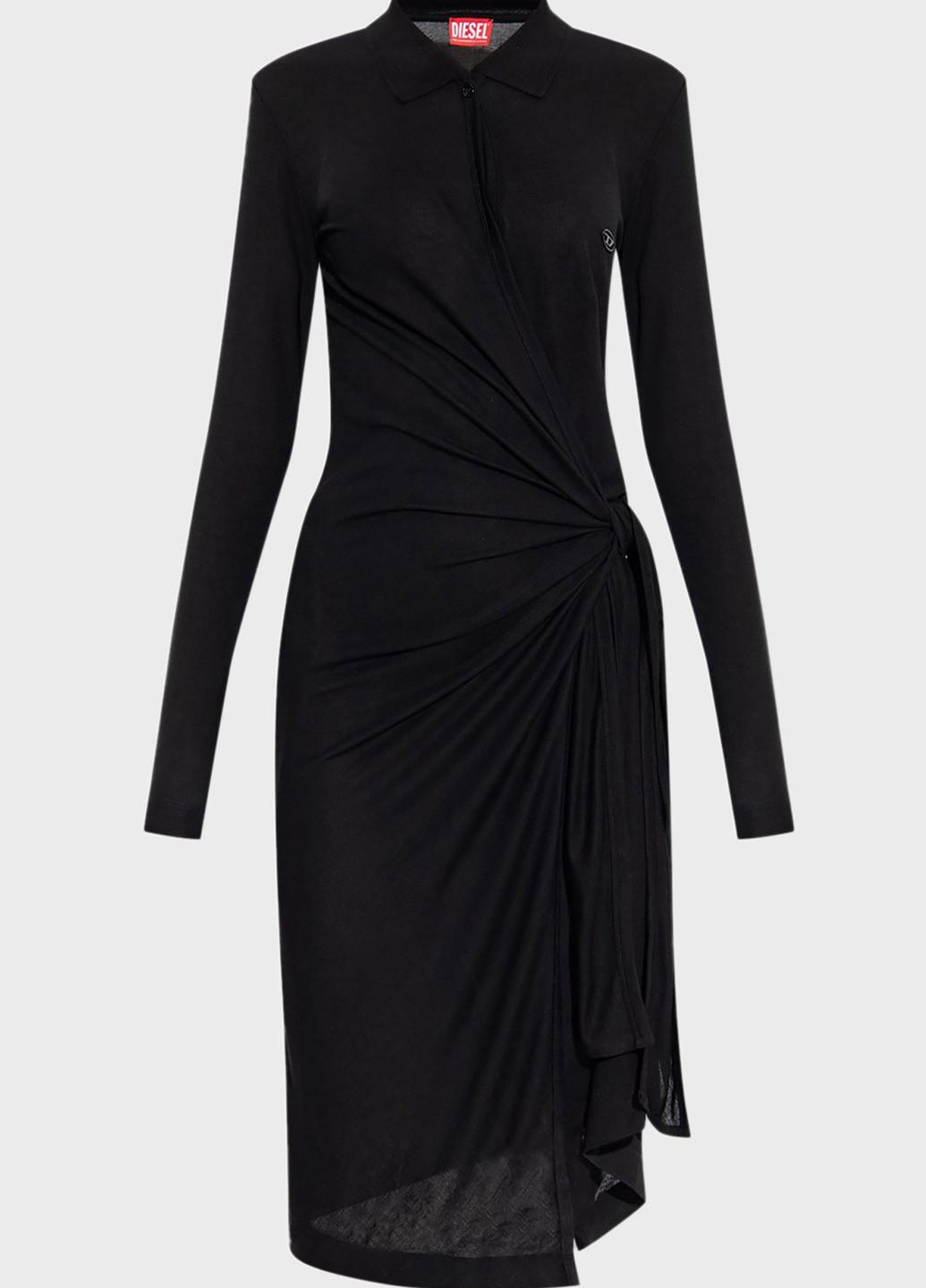 Чорна кежуал сукня на запах, сукня-сорочка Diesel однотонна