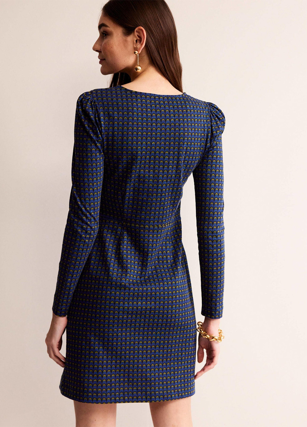 Темно-синее кэжуал платье футляр Boden с геометрическим узором