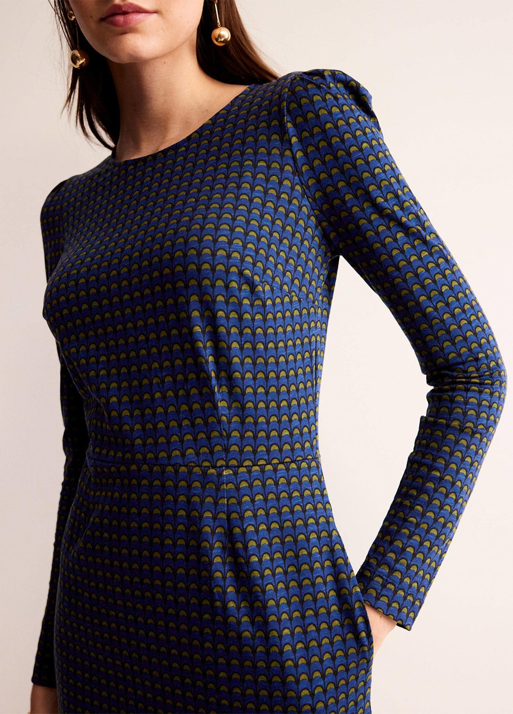 Темно-синее кэжуал платье футляр Boden с геометрическим узором