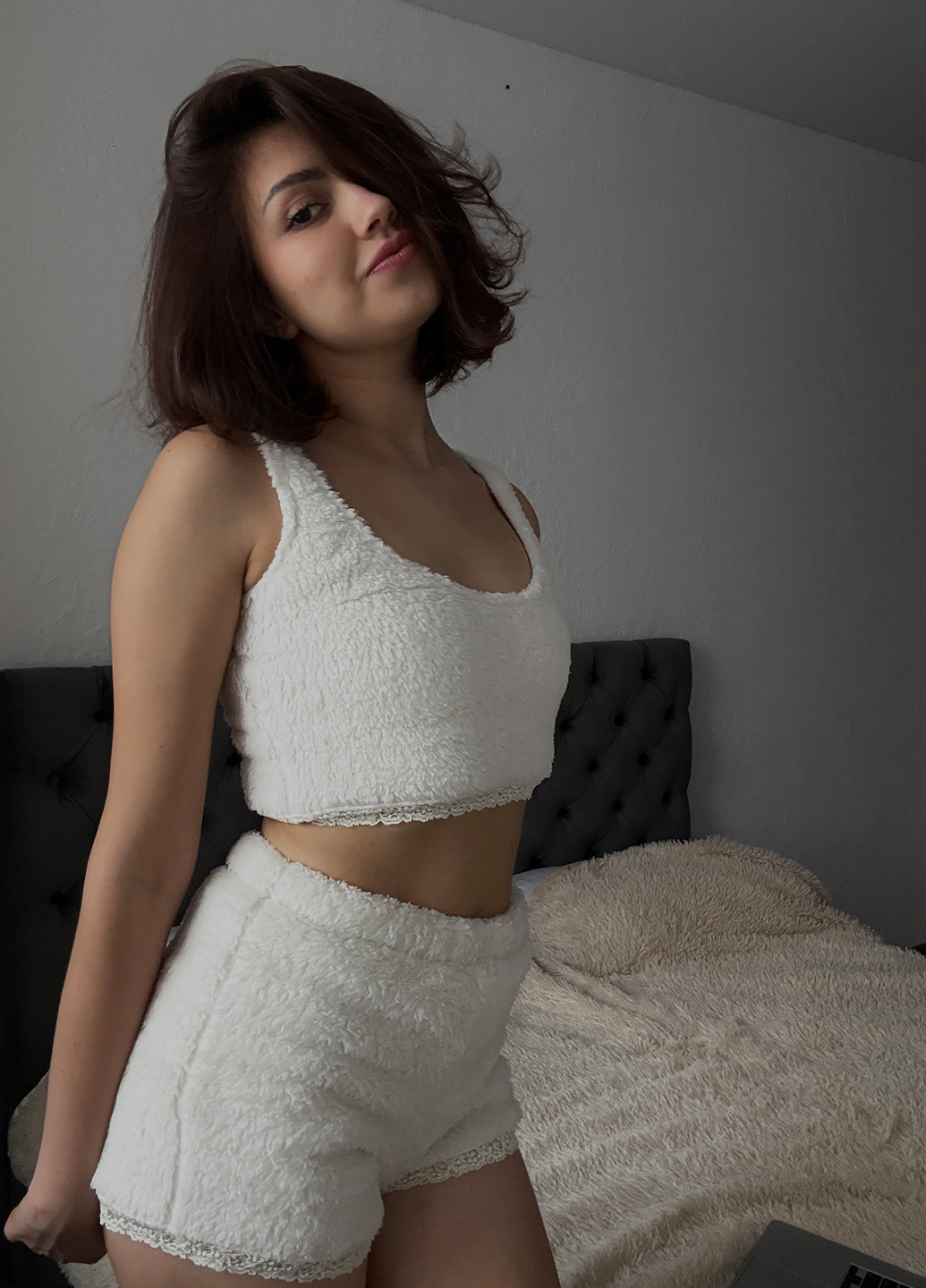 Молочная всесезон пижама (топ, шорты) топ + шорты Kari Shop Atelier