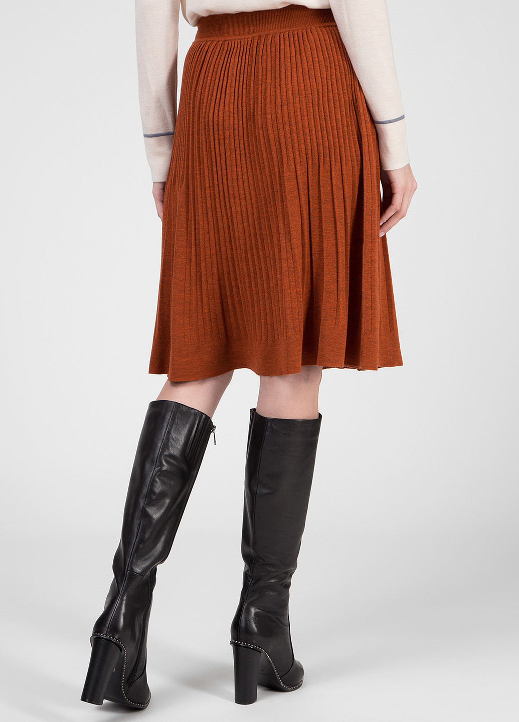 Коричневая кэжуал однотонная юбка Calvin Klein плиссе