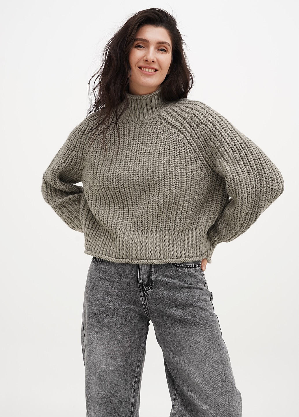 Сіро-бежевий зимовий светр H&M