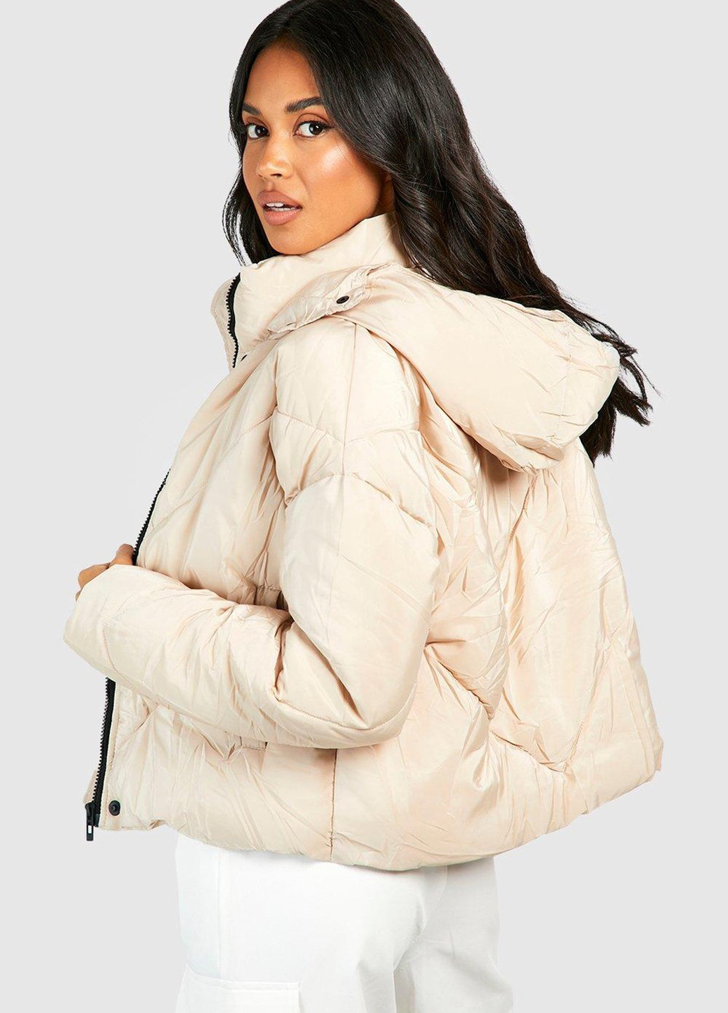 Бежевая демисезонная куртка Boohoo