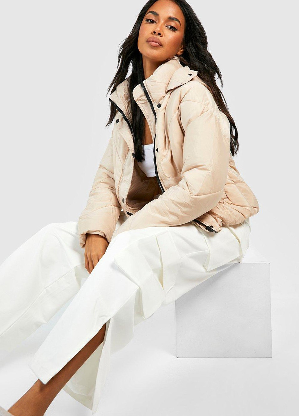 Бежевая демисезонная куртка Boohoo