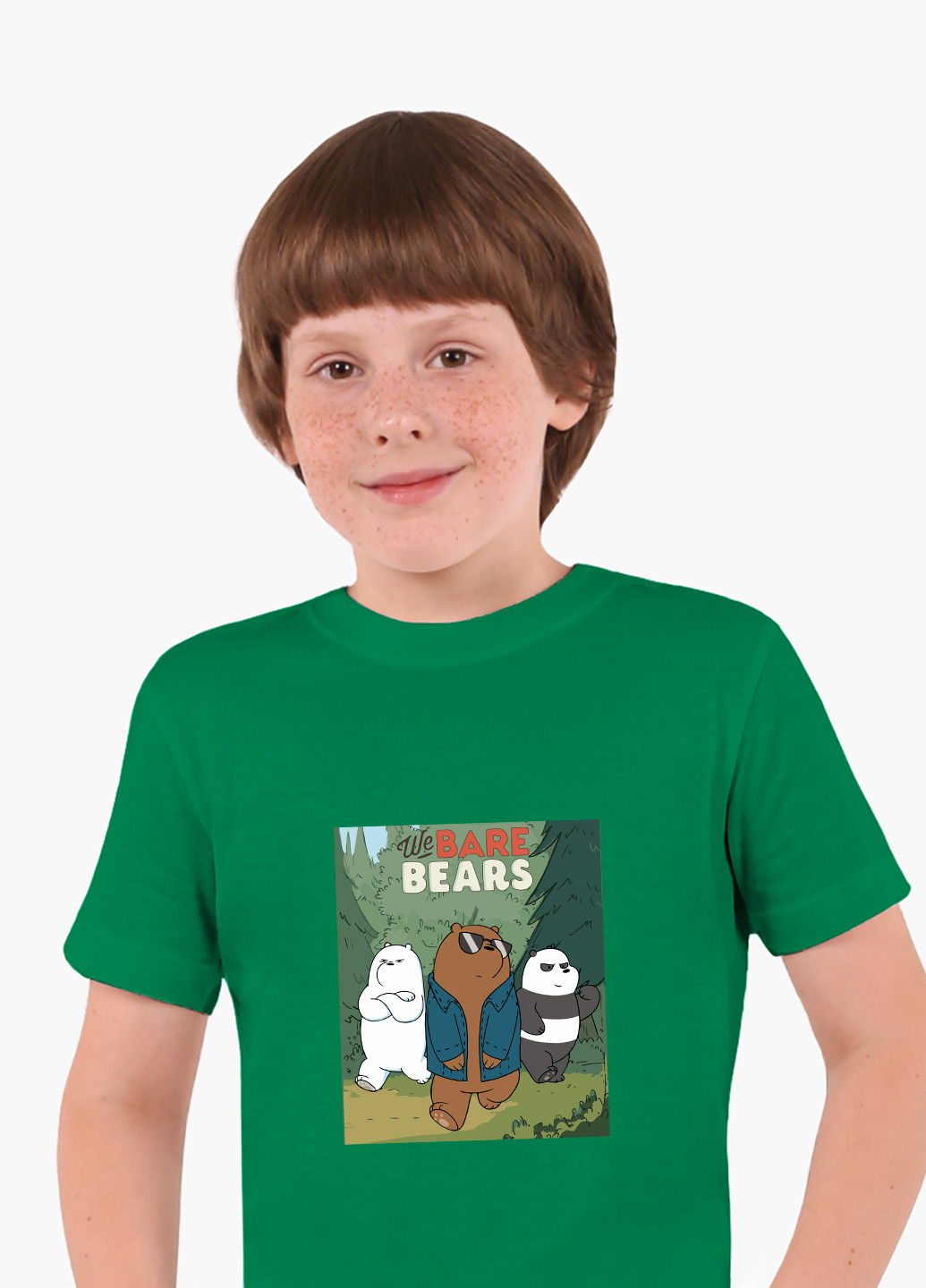 Зеленая демисезонная футболка детская вся правда о медведях (we bare bears)(9224-2664) MobiPrint