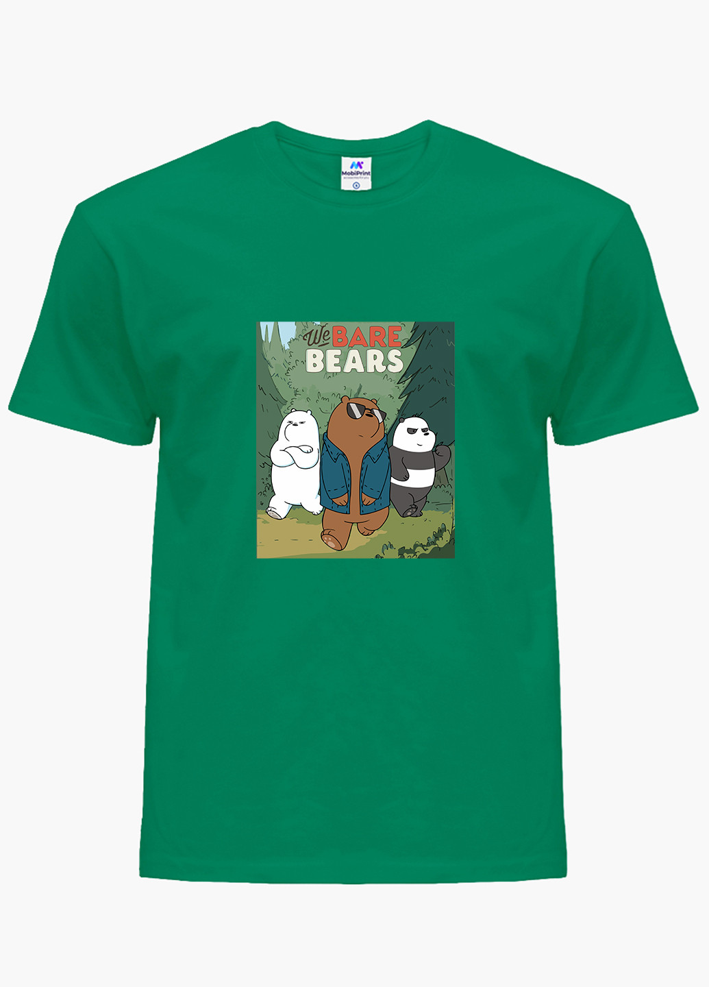 Зелена демісезонна футболка дитяча вся правда про ведмедів (we bare bears) (9224-2664) MobiPrint