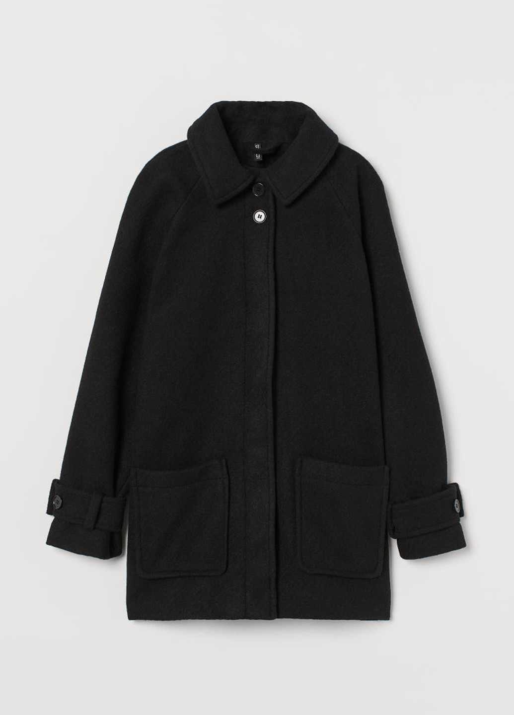 Черное Кэжуал полупальто однобортное H&M однотонное