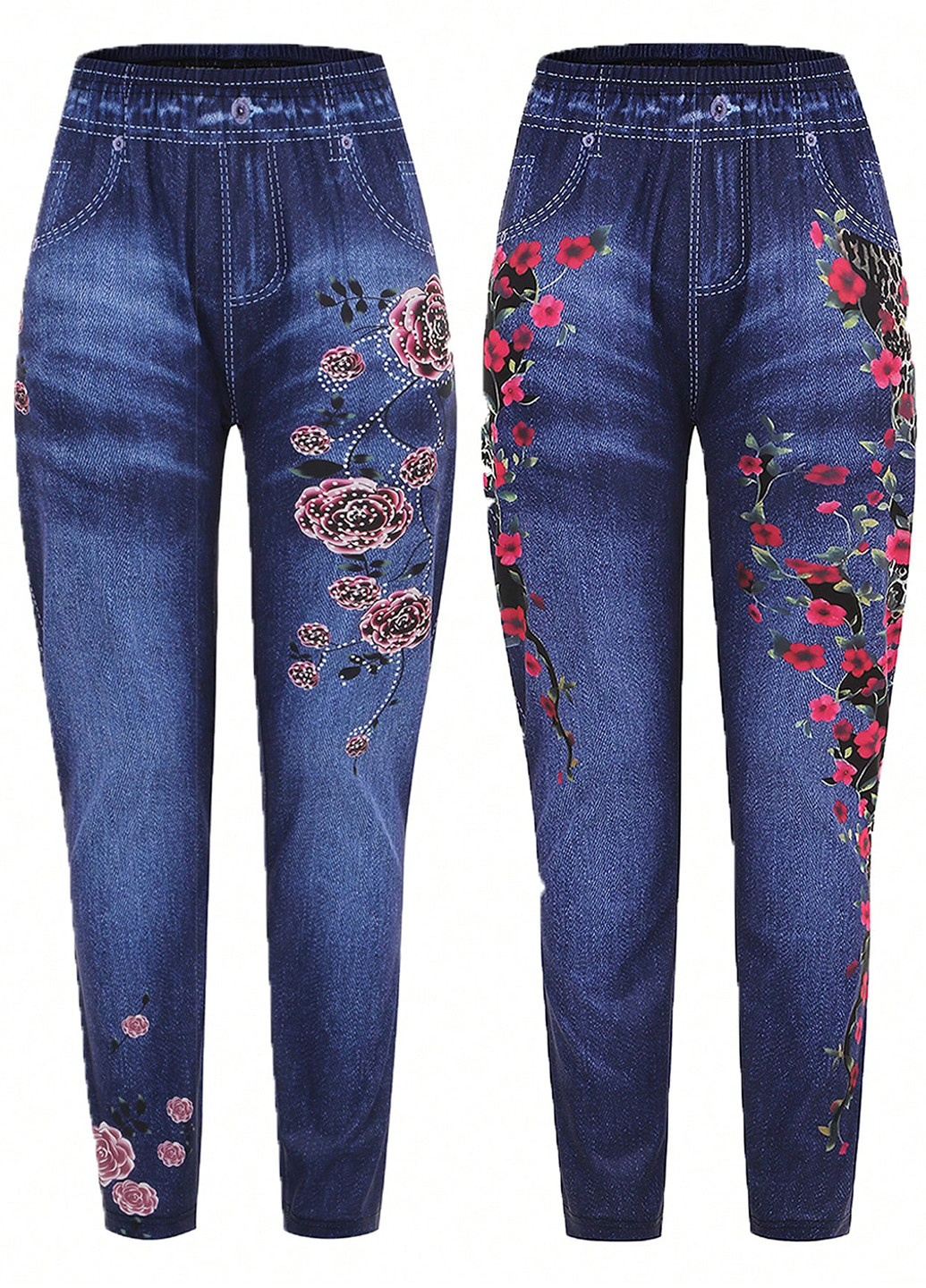 Синие демисезонные джеггинсы (2 шт.) SHEIN