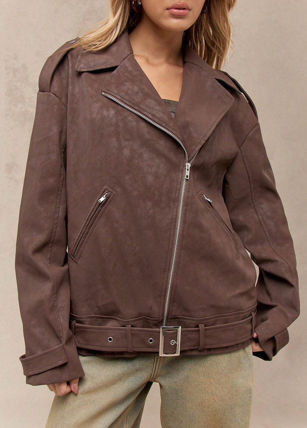 Коричнева демісезонна куртка косуха SHEIN