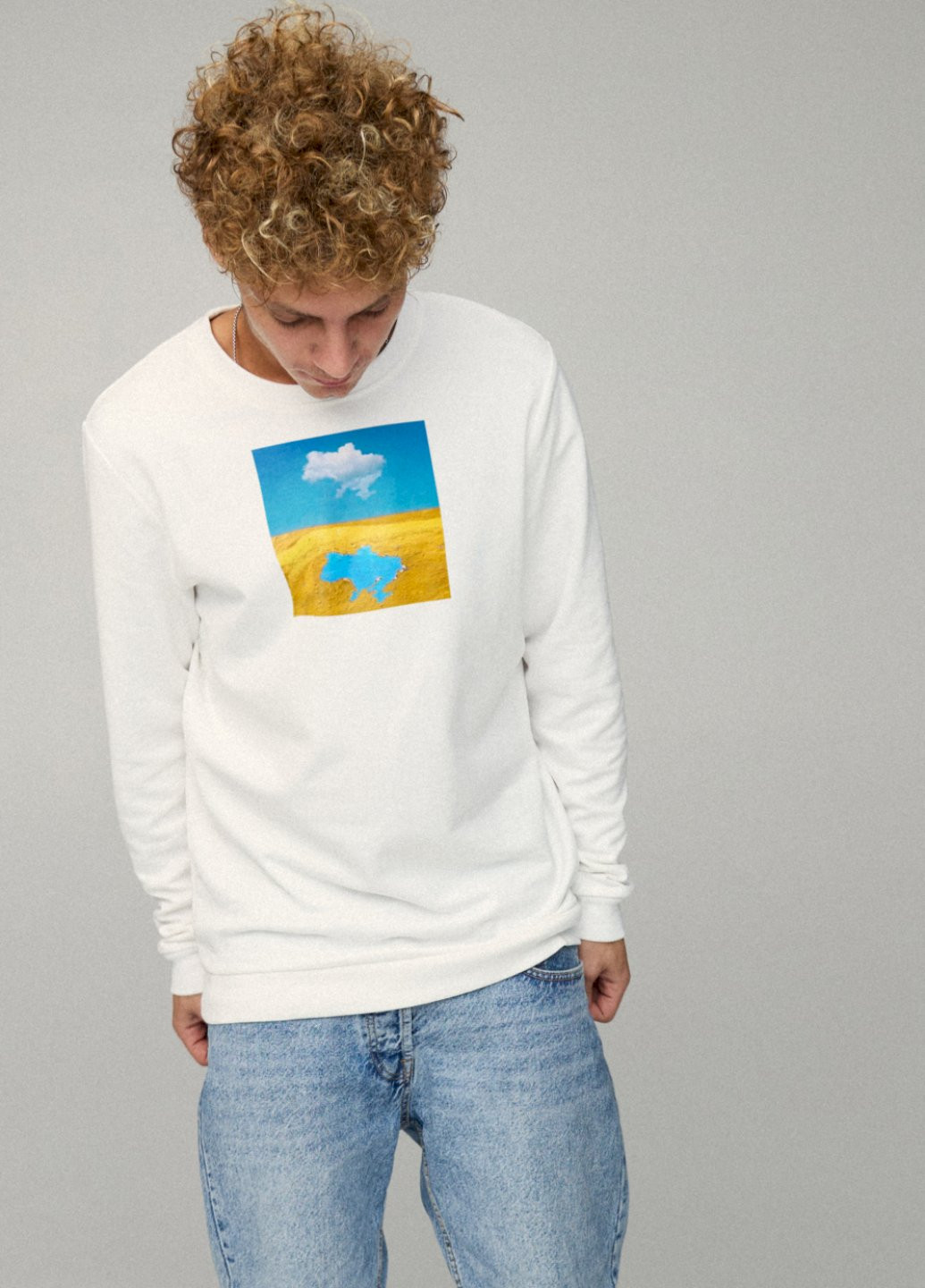 Білий свитшот мужской basic /no flis/ YAPPI малюнок (254557621)