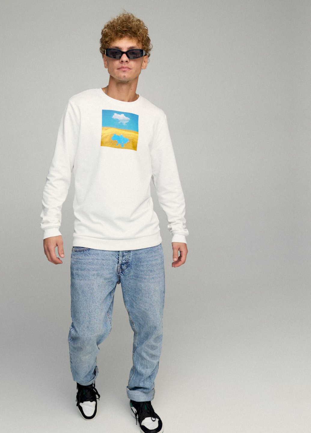 Білий свитшот мужской basic /no flis/ YAPPI малюнок (254557621)