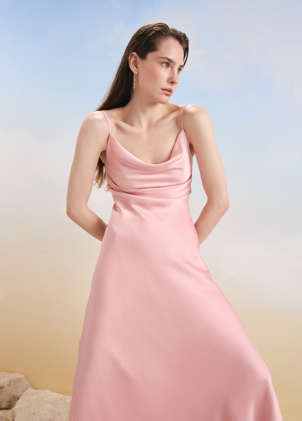 Розовое кэжуал платье платье-комбинация Gepur однотонное