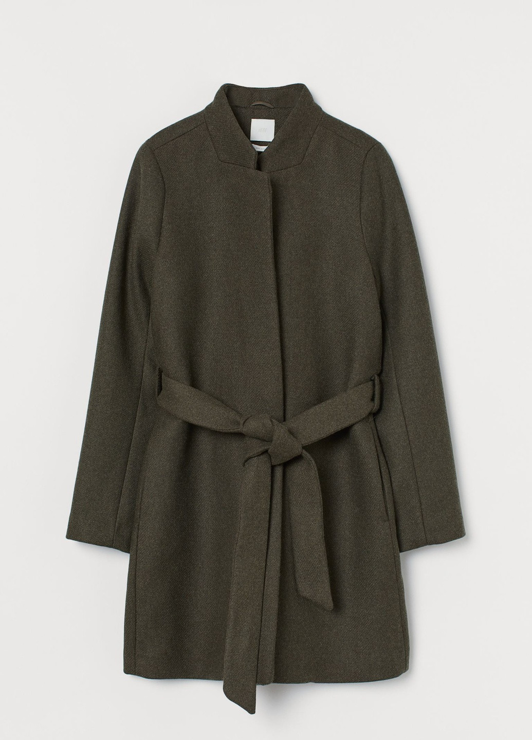 Оливковое (хаки) демисезонное Пальто шерсть бленд H&M