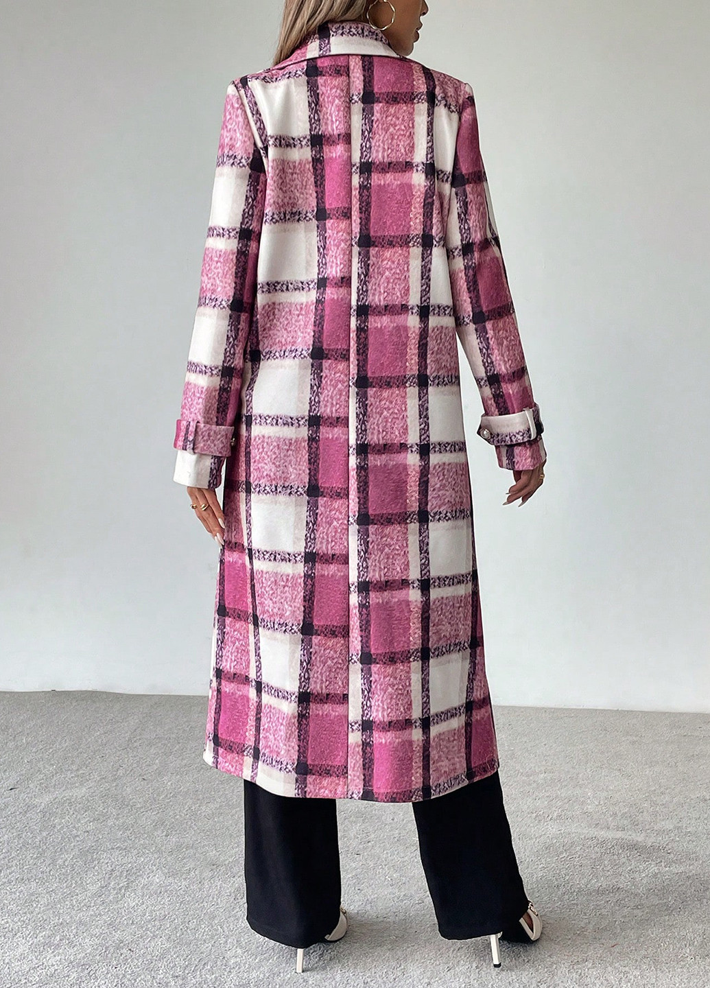 Розовое демисезонное Пальто двубортное SHEIN