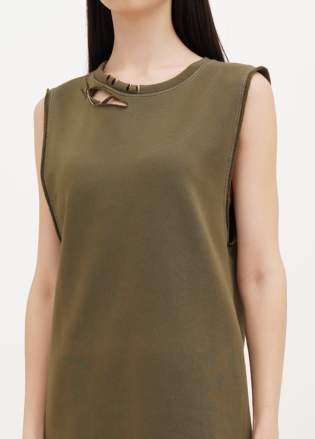 Оливковое (хаки) кэжуал платье платье-майка Vicolo однотонное