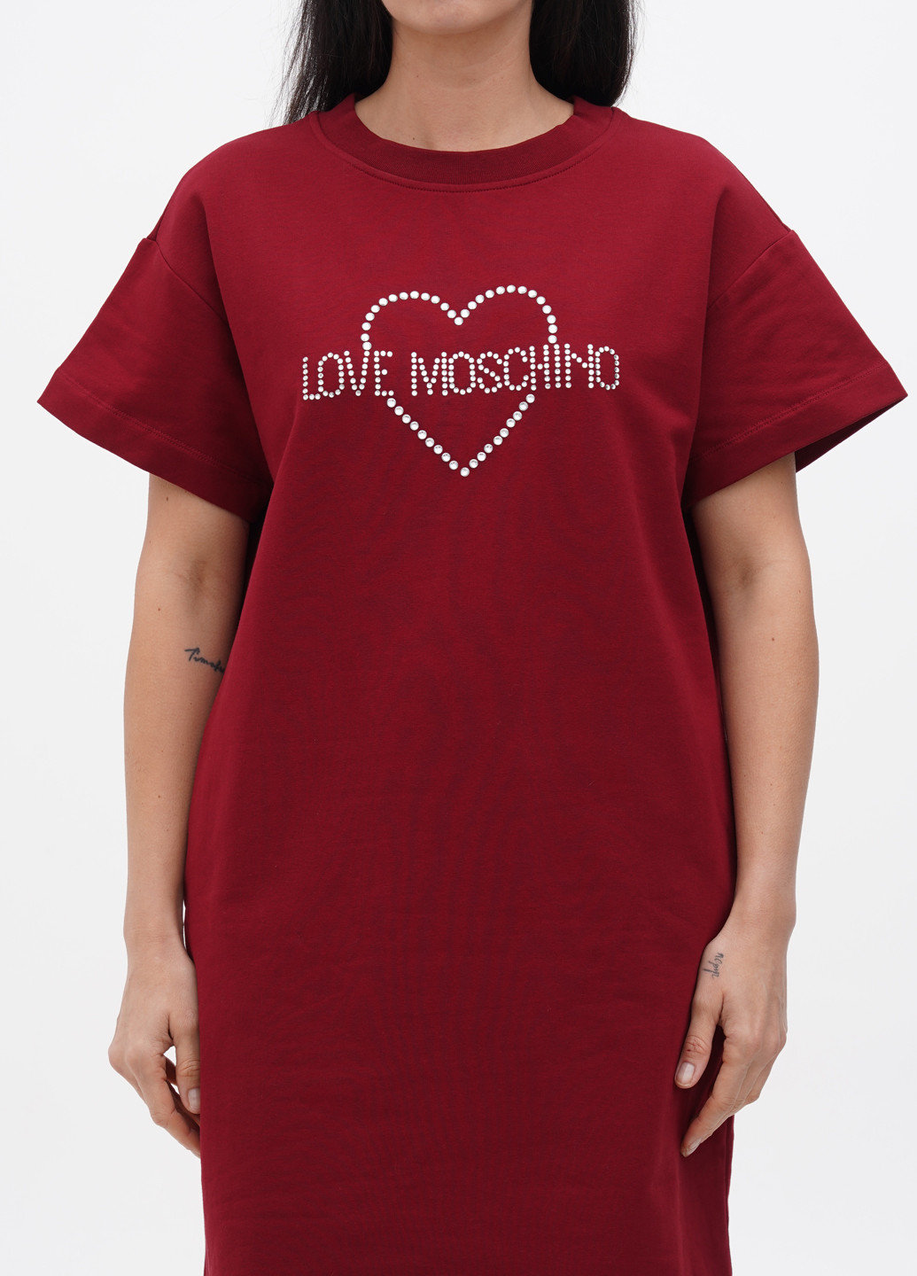 Бордовое кэжуал платье платье-футболка Love Moschino однотонное