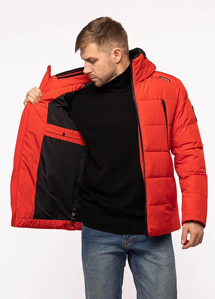 Красная зимняя мужская куртка No Brand