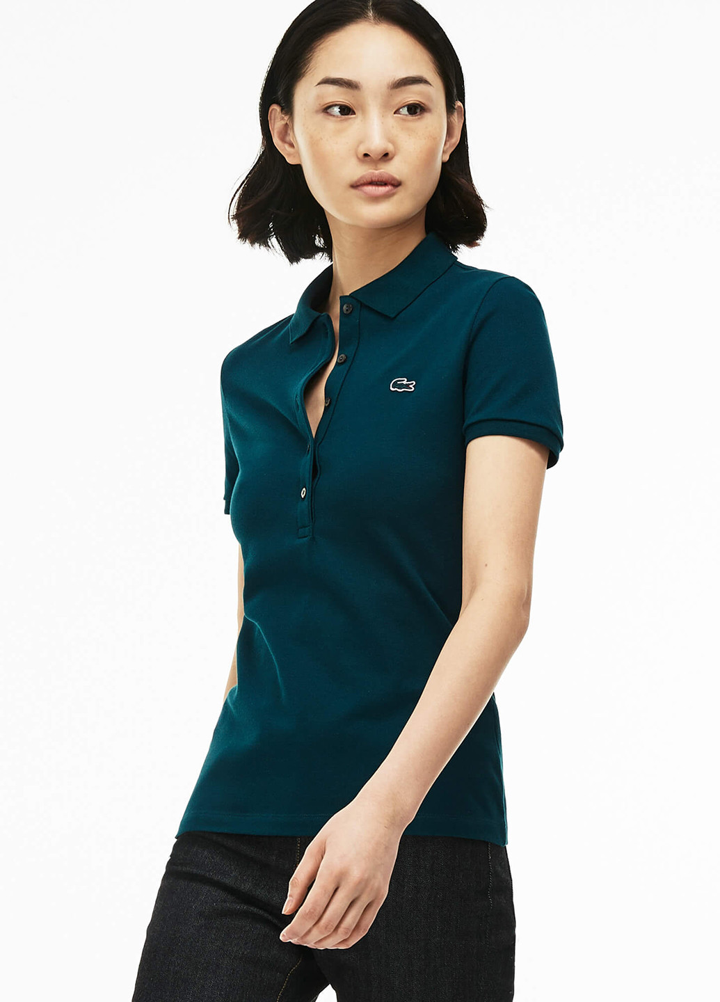 Морской волны женская футболка-поло Lacoste с логотипом