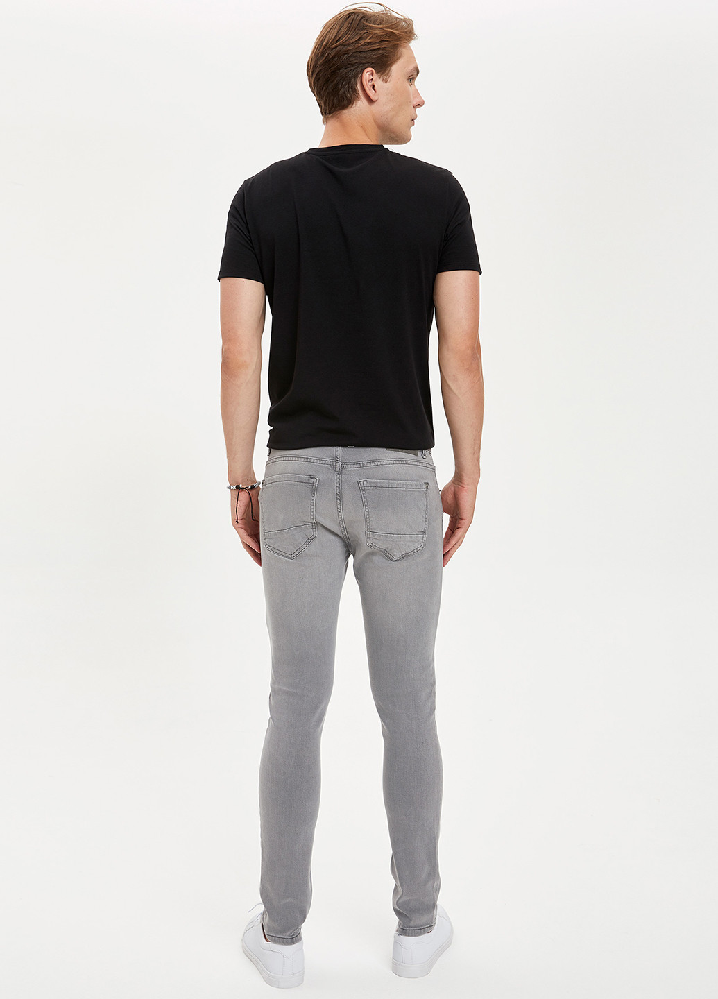 Штани DeFacto завужені світло-сірі джинсові бавовна