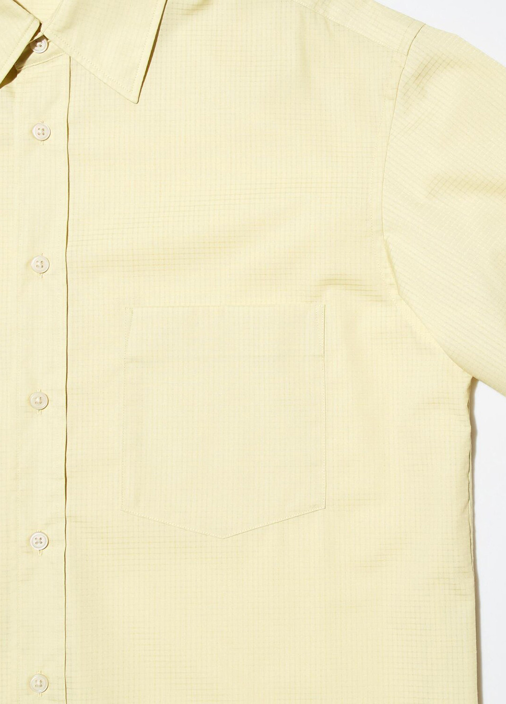 Светло-желтая кэжуал рубашка однотонная Uniqlo