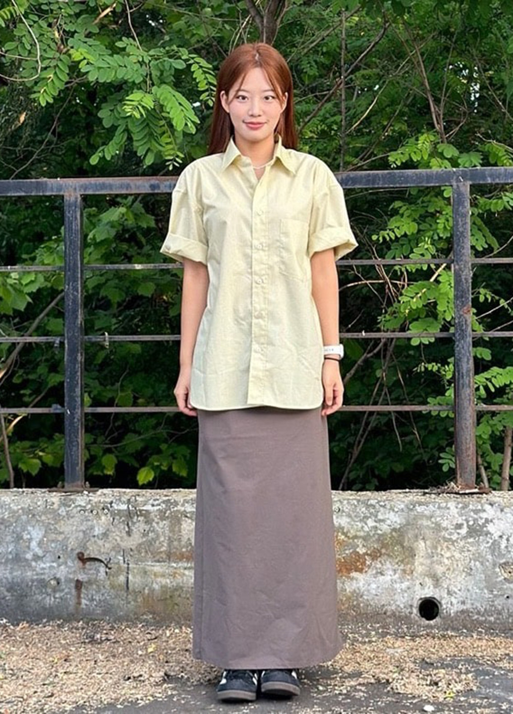 Светло-желтая кэжуал рубашка однотонная Uniqlo